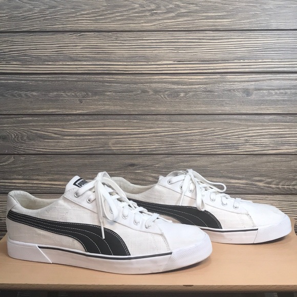 puma white canvas sneakers